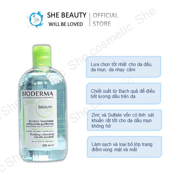 [Chính hãng] Nước Tẩy Trang Bioderma Sebium H20 Solution Micellaire (da dầu mụn nhạy cảm)