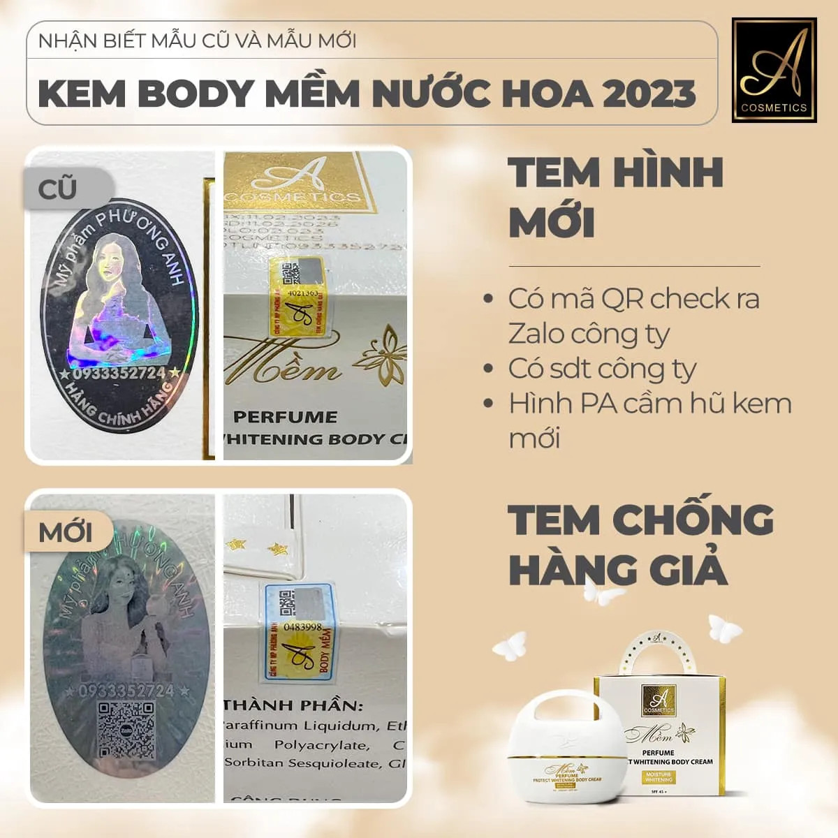 (Mẫu Mới 2023)Kem Body Mềm Body A Nước Hoa Comestic (Mẫu Mới)