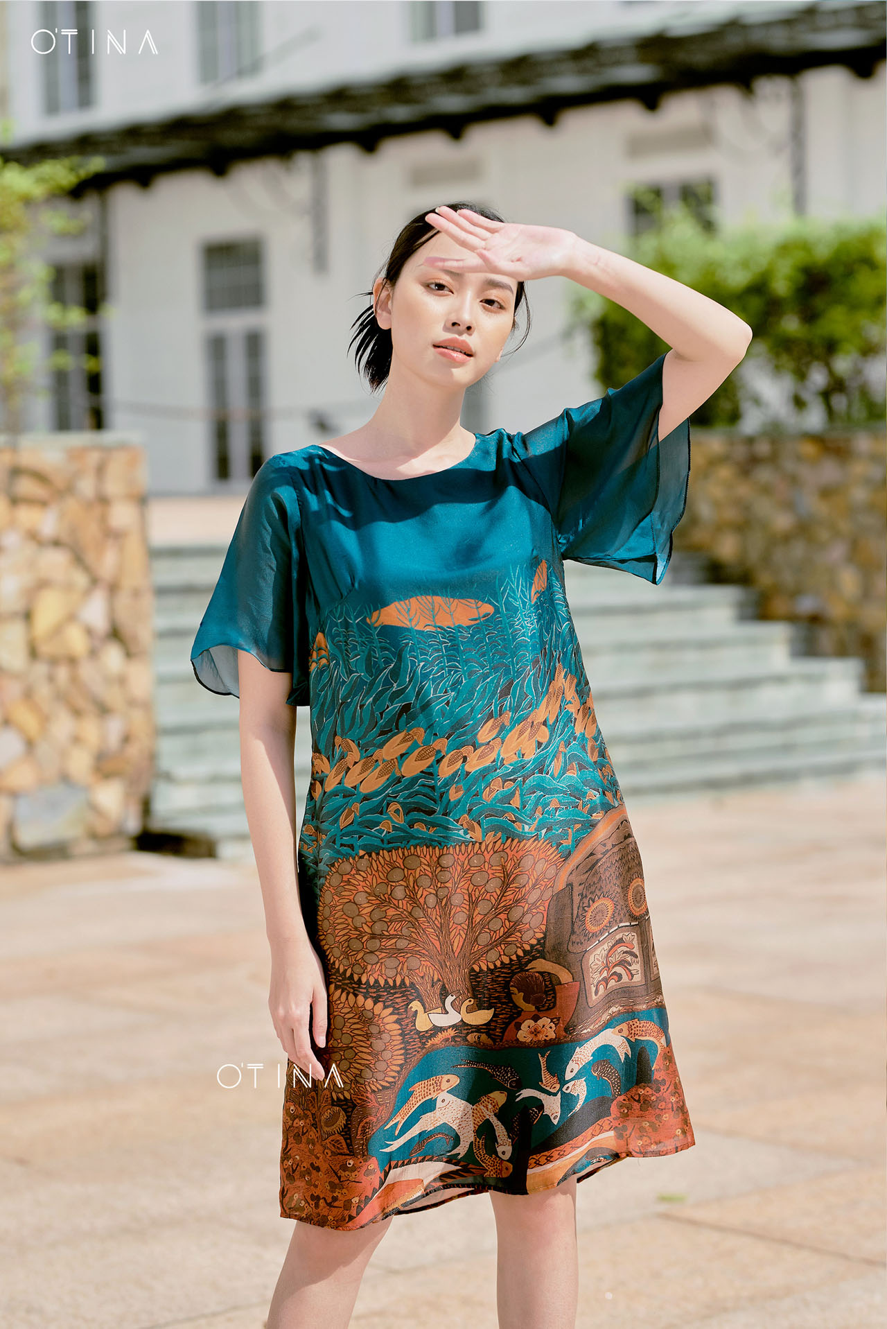 Đầm lụa tơ tằm chiều xuân