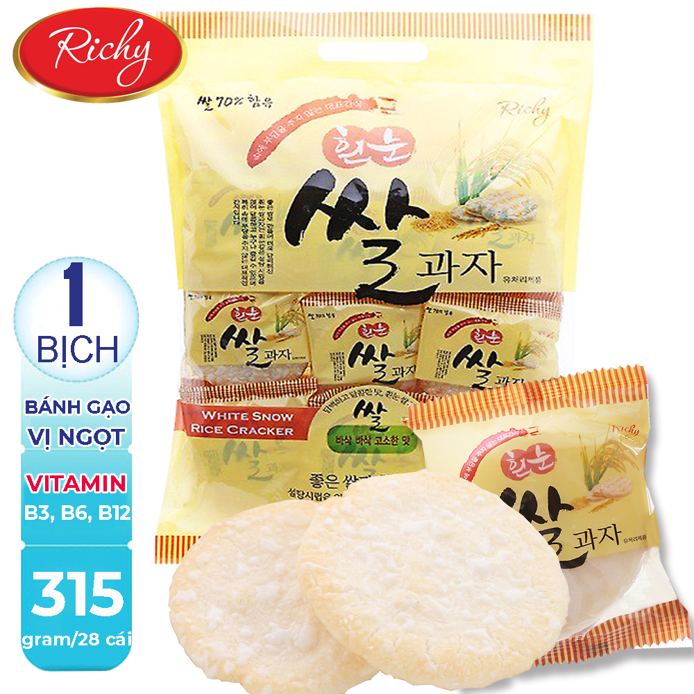 [ BÁNH NGON - BỊCH SIÊU TO - GIÁ DÙNG THỬ ] 01 Bịch x 28 cái (303gr) Bánh gạo Hàn Quốc vị ngọt Richy (Date:12 tháng) - Đồ ăn vặt siêu ngon.-[ 12.12 Hot Deals ]