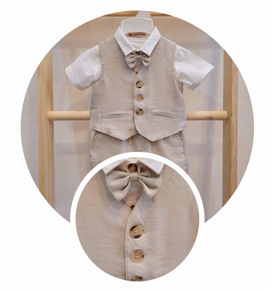 Bộ vest gile set công tử yếm cho bé trai