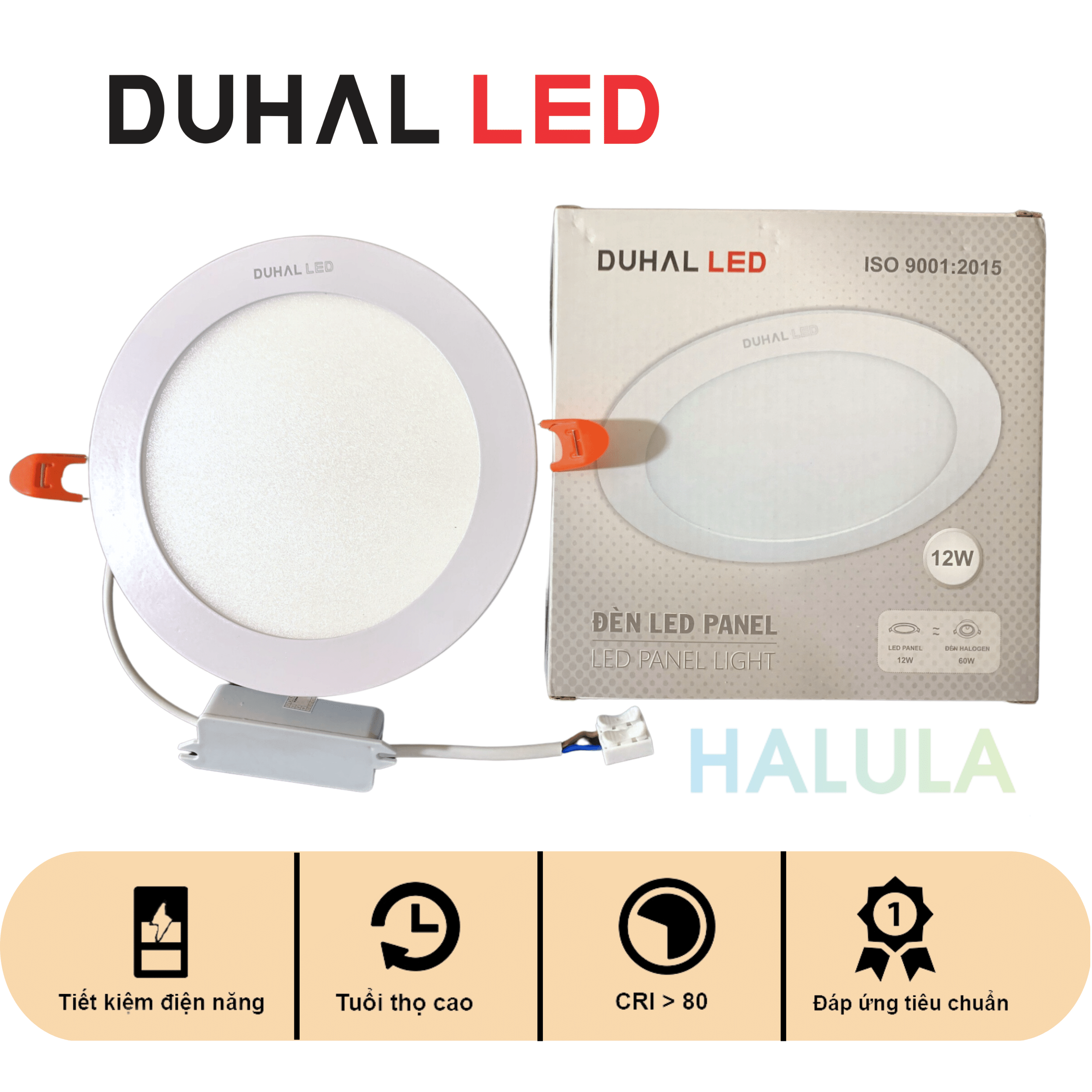 Đèn led panel âm trần 12w lỗ khoét 155mm duhal