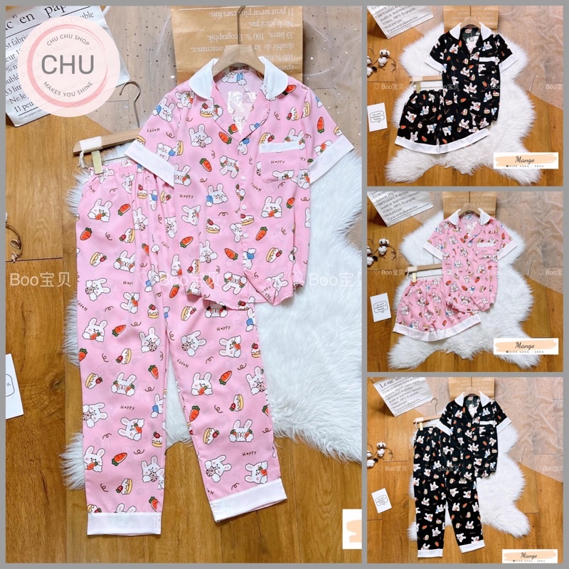 Đồ Bộ Mặc Nhà Pijama Boo Lụa Mango Freesize(40-58kg) Form Đùi +TNQD_Hoả Tốc HCM