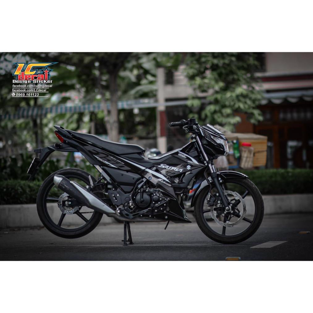 Tem rời dán xe satria fi - raider fi mẫu xám trắng đen chữ satria f150