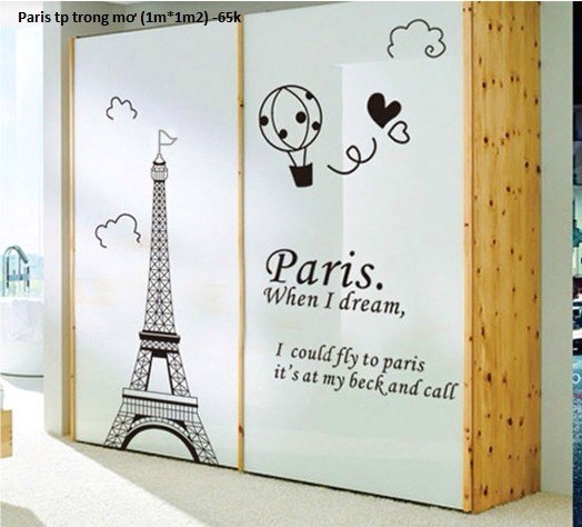 [HCM]DECAL DÁN TƯỜNG THÁP PARIS VÀ CÔ GÁI XE ĐẠP