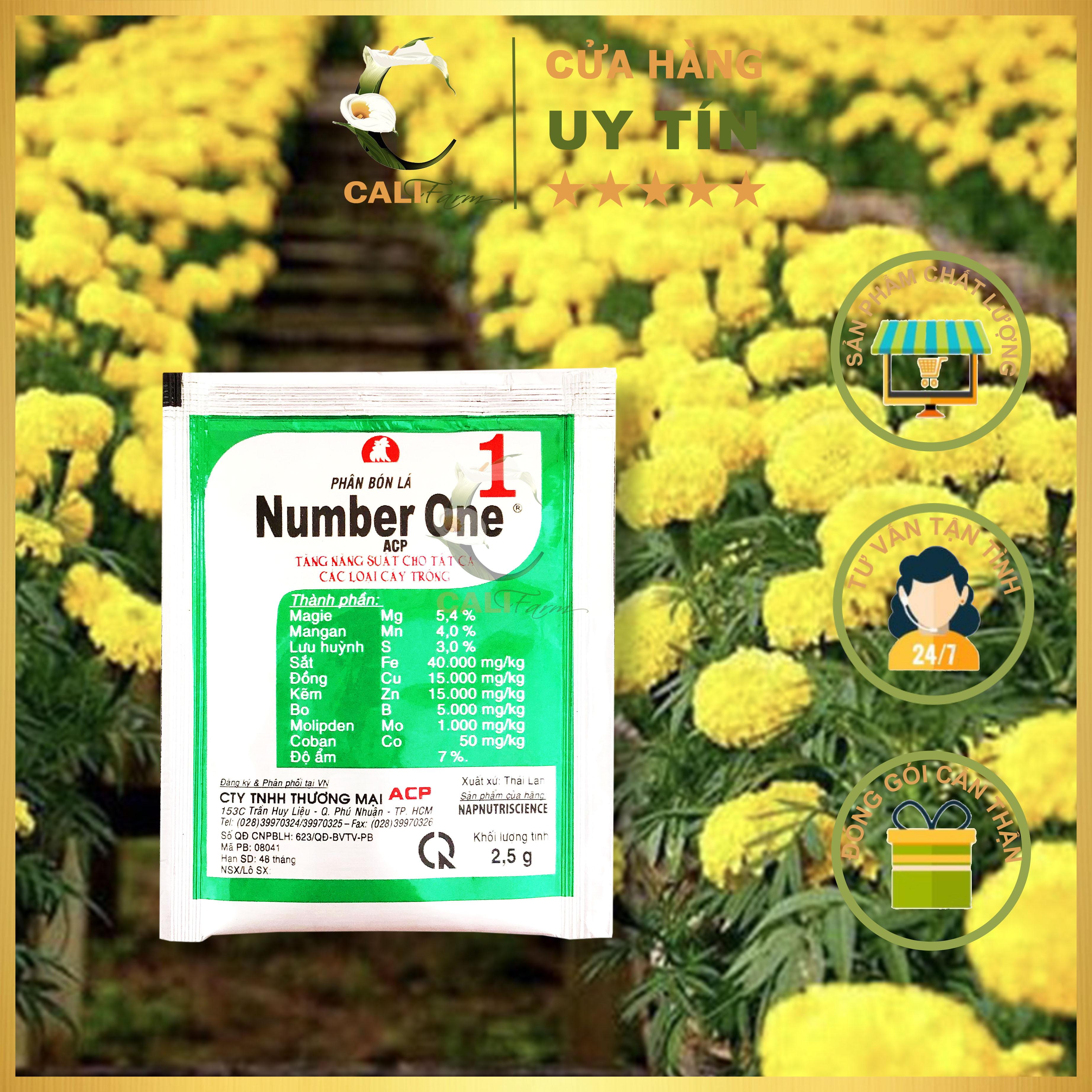 Phân bón lá Number One 2,5gr phun ( hoa cúc, lan, hồng, cẩm tú cầu...)