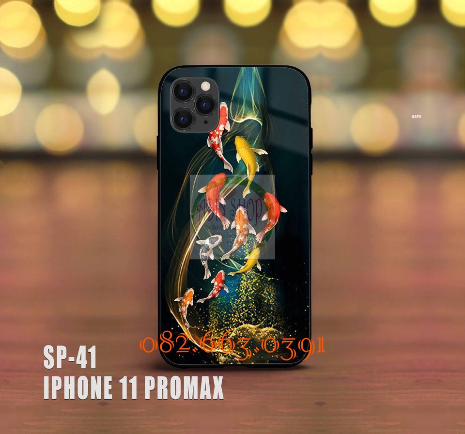 [HCM]Ốp lưng kính IPhone 11 pro max hình cá koi đẹp