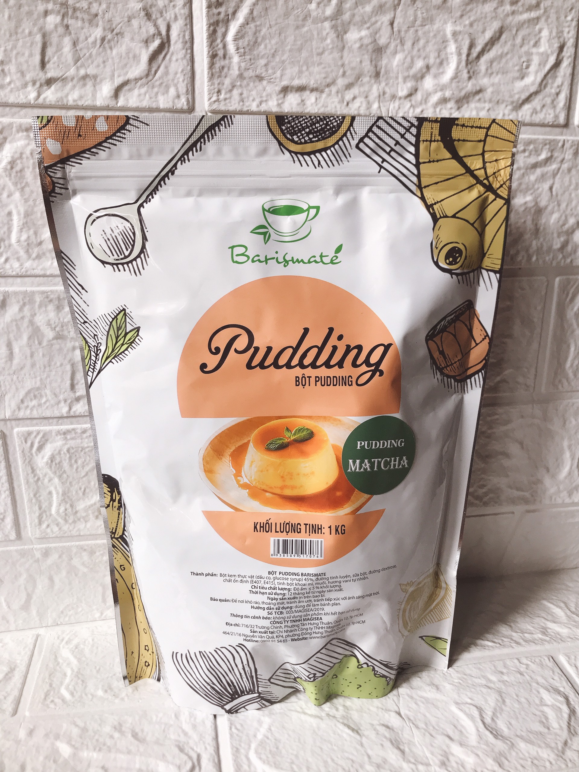 Bột Làm Pudding/Flan Barismate Túi 1KG (Trứng, Matcha, Socola, Xoài, Khoai Môn, Dưa Lưới)