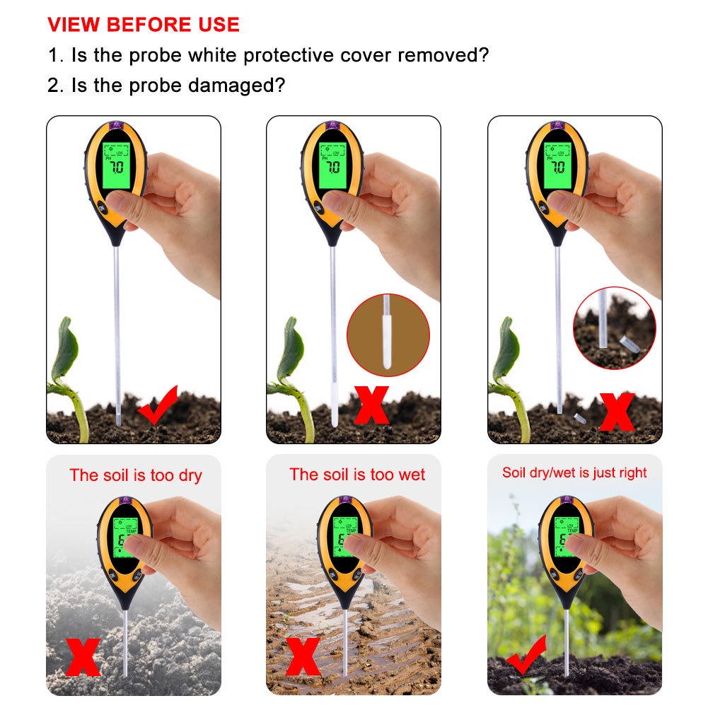 [SALE MẠNH] Máy đo đất, thiết bị đo PH đất 4-1 (PH, độ ẩm, ánh sáng, nhiệt độ) nhỏ gọn tiện lợi
