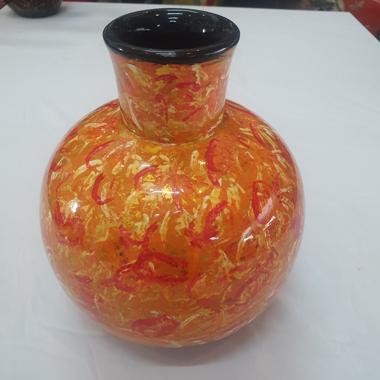Bình sơn mài hút tài lộc cao cấp Thanh Bình Lê size 21x20 cm