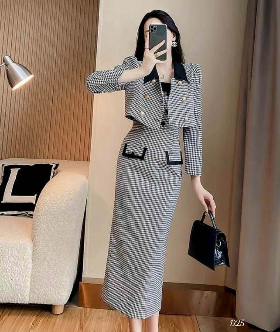 Sét bố dạ sang chảnh kèm áo khoác xinh mẫu mới ldt1022
