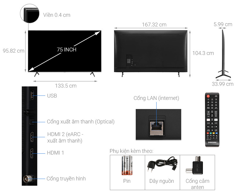 Smart Tivi Samsung 4K 75 inch UA75TU7000