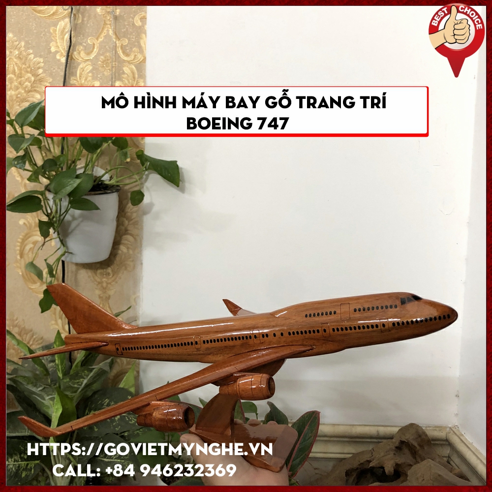 Decorative Wood airplane model- Big size-natural wood color