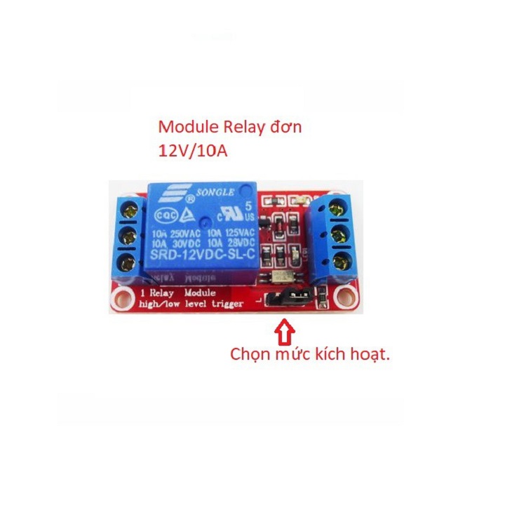 Module Relay Đơn, Rơ Le  5V-12V 10A