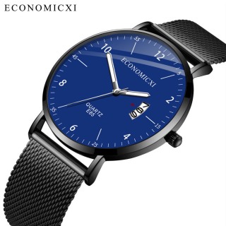 Đồng hồ nam dây thép lụa đen mặt siêu mỏng ECONOMICXI chính hãng EIZ21 (Full hộp) - Style lịch lãm thumbnail