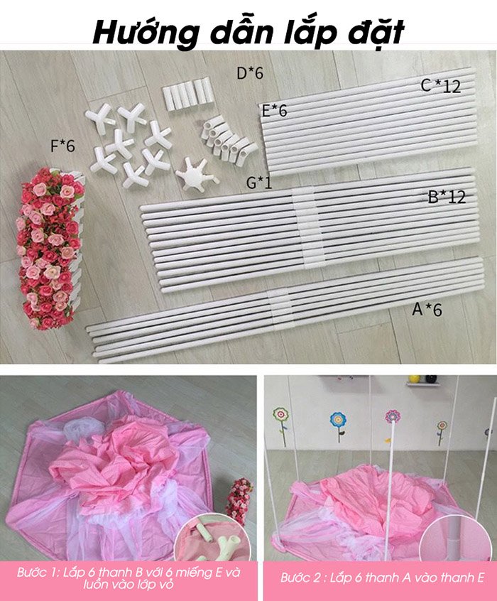 Size lớn - Lều công chúa cho bé