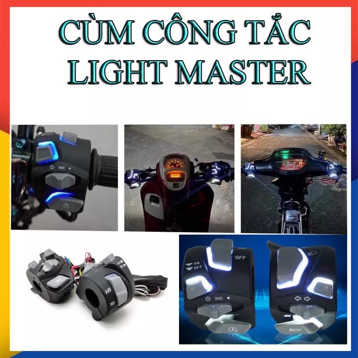 Cùm công tắc Light Master có đèn full chức năng gắn mọi loại xe . DoChoiXeMay
