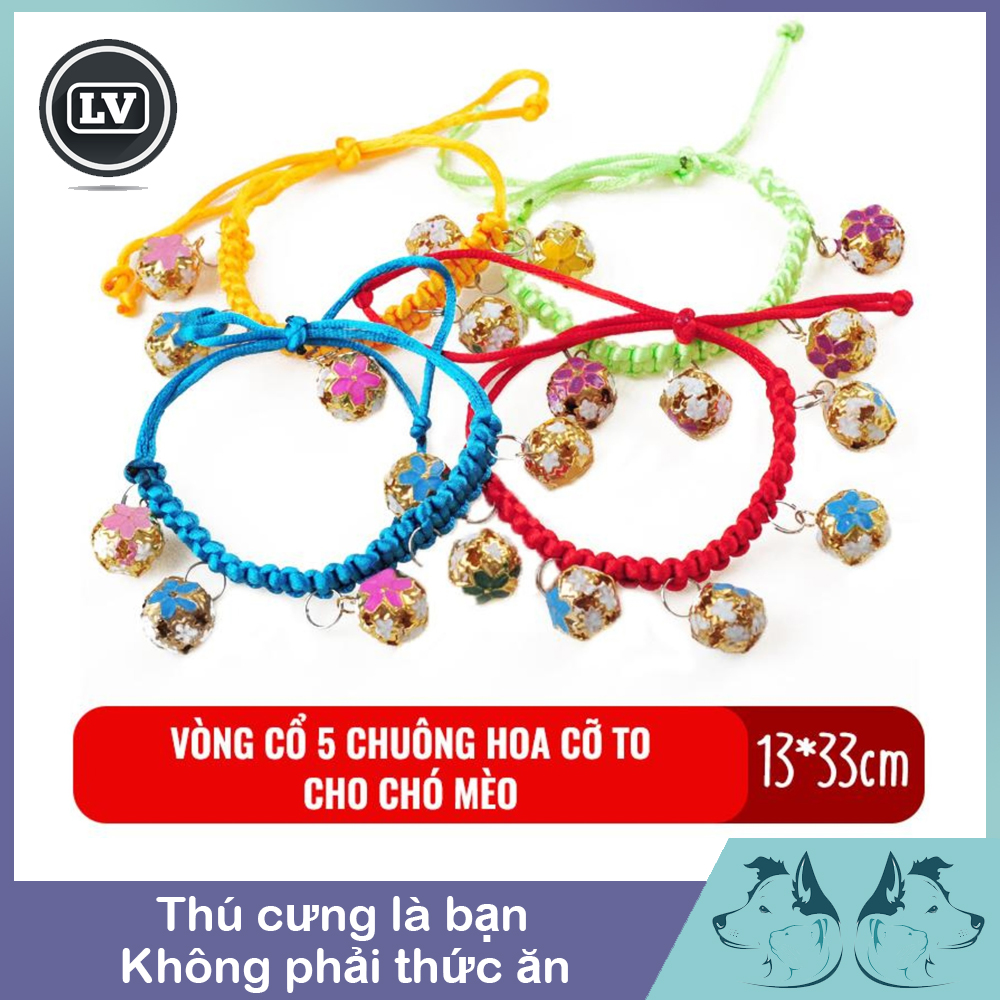 Vòng cổ 5 chuông họa tiết bông hoa nhiều màu sắc cho chó mèo cỡ nhỏ