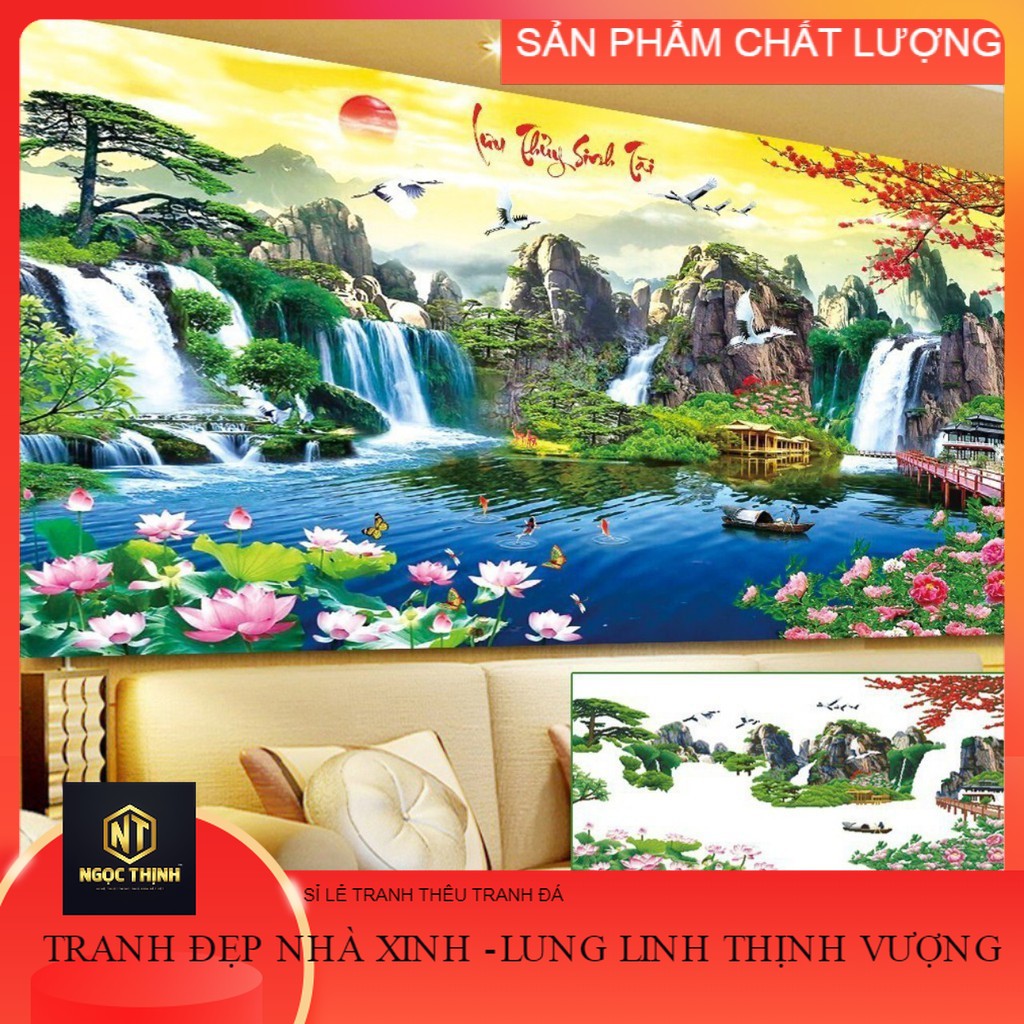 Tranh đính đá lưu thủy sinh tài dd9362 kích thước 120*65cm