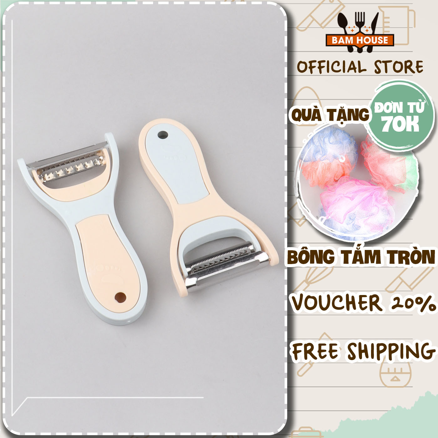 Dao bào đa năng inox Bam House có thể tách làm 2 siêu bén cao cấp B2L01