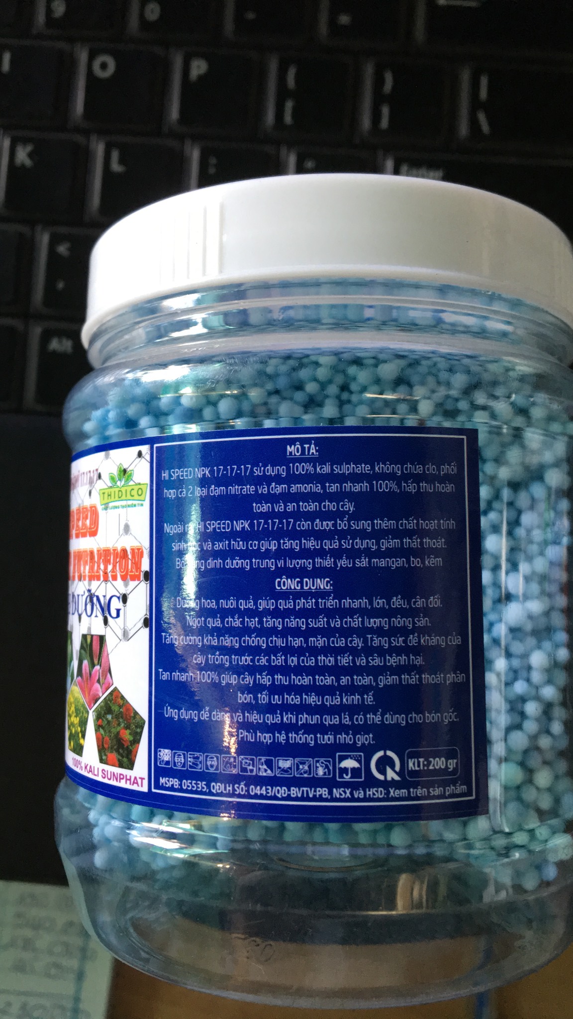 Phân bón kali sulphate dạng viên tan chậm lọ 200gr