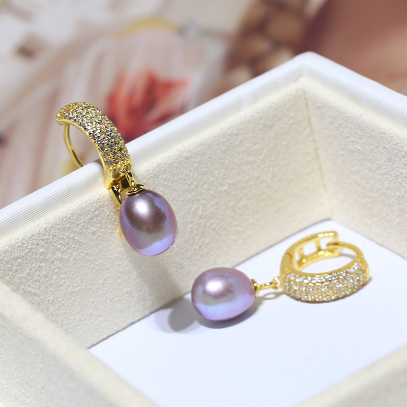 Bông Tai Ngọc Trai | Khuyên Tai Ngọc Trai Thật B2540 ( Khuyên Vàng, Ngọc Trai Nhiều Màu) Bảo Ngọc Jewelry