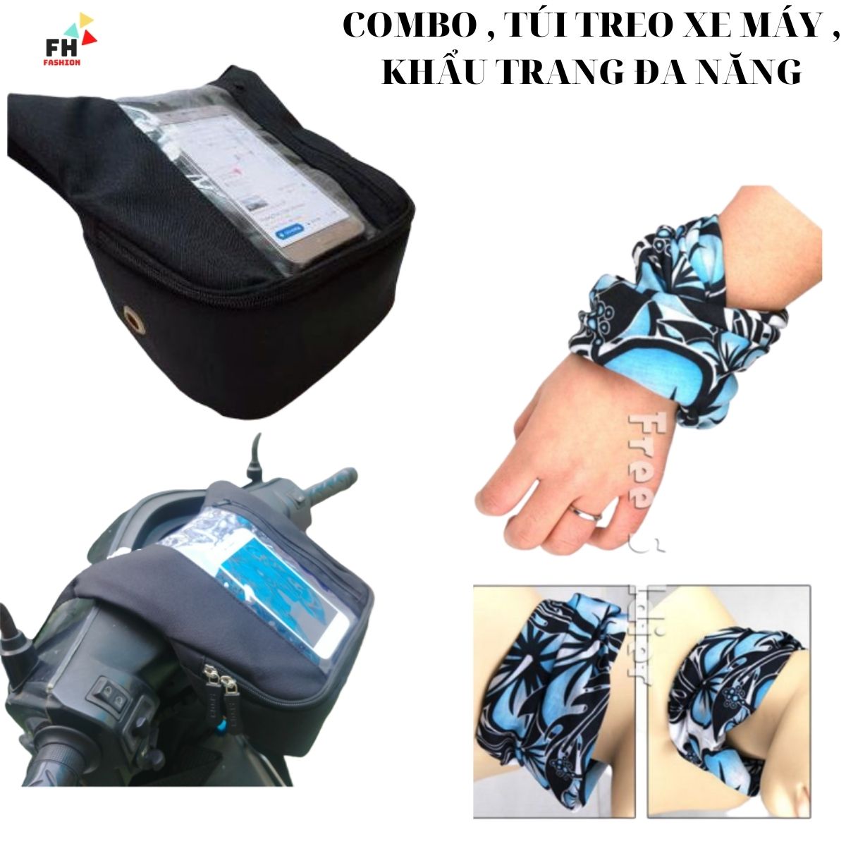 Combo túi treo xe máy để điện thoại đứng khẩu trang đa năng phượt