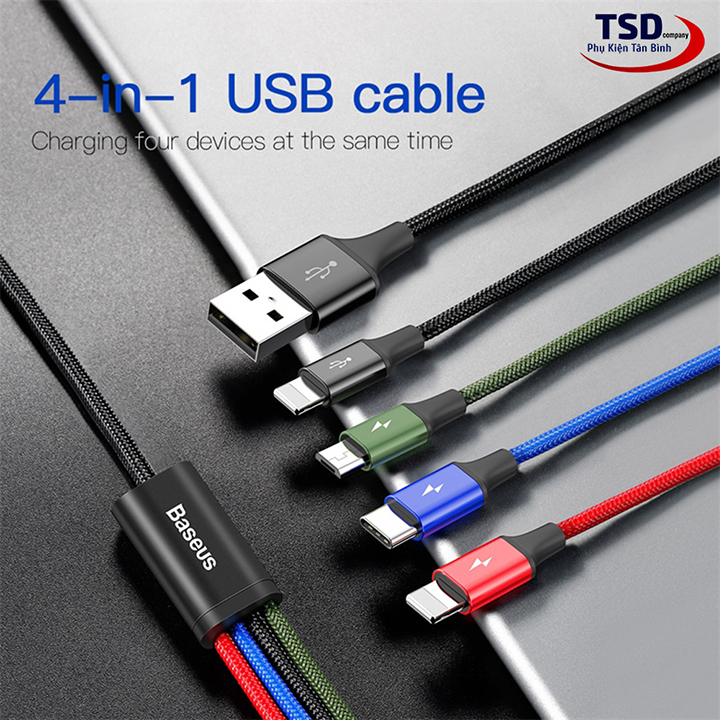 Genuine Baseus Rapid Series 4 in 1 Universal Charger Cable