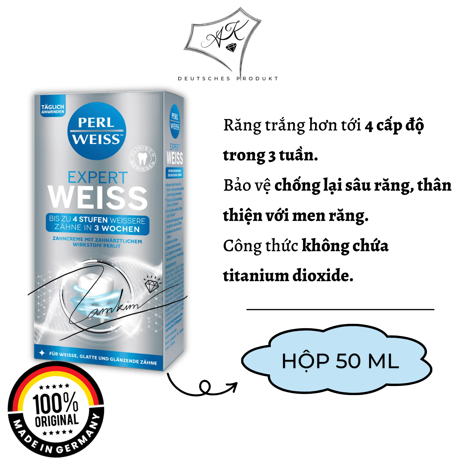 [ Hàng Đức ] Kem Đánh Răng Làm Trắng Nội Địa Đức - PerlWeiss