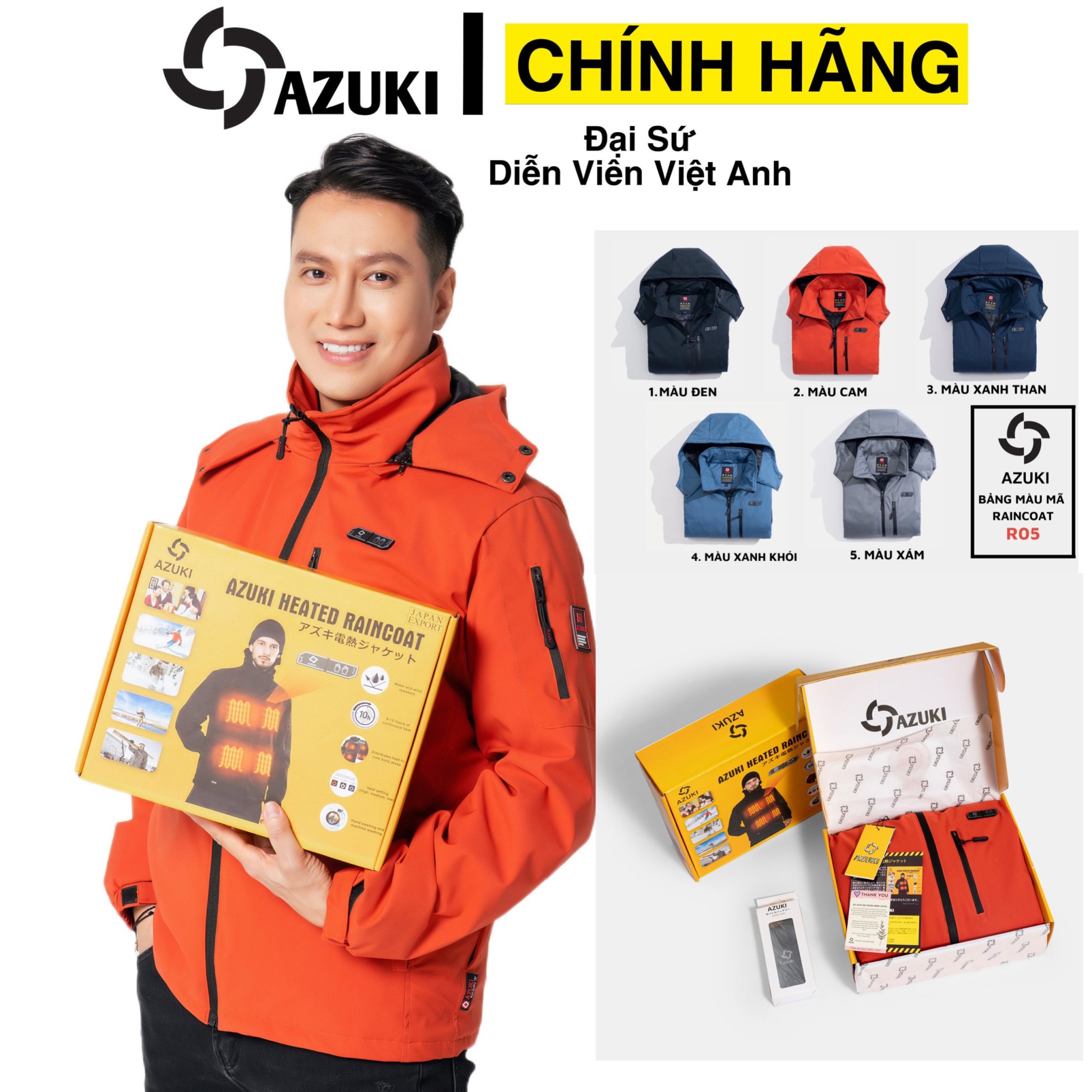 Áo sưởi azuki chính hãng nhật bản pin khủng 20000mah cao cấp ,chống nước