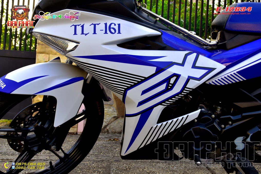 Tem Trùm Xe Exciter 150 MX King Xanh Bạc