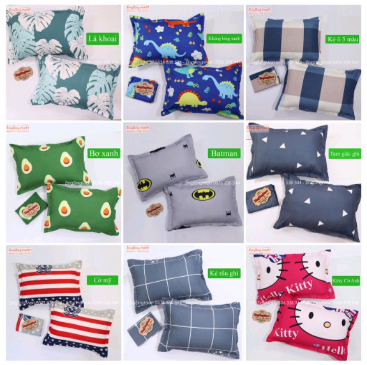 Vỏ gối nằm cotton poly mẫu kẻ bbr kích thước 45*65cm