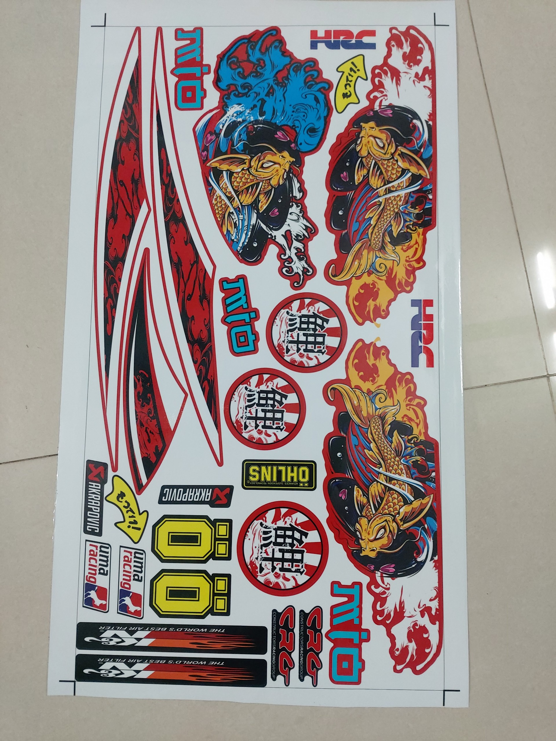 [HCM]Tem xe mio yamaha cá chép dán xe đỏ