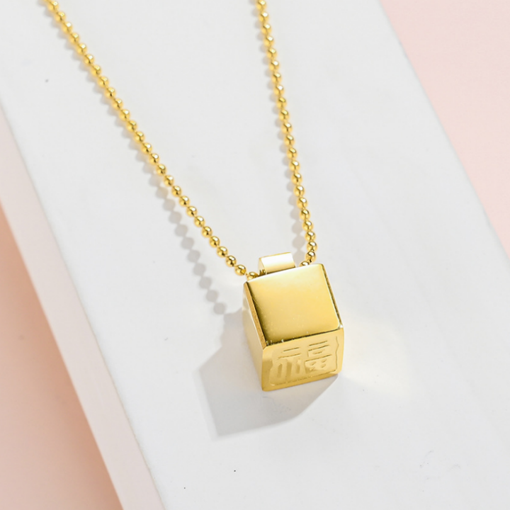 Necklaces Korean style women form the Cube-the standard titanium color beautiful ball-Orange link 1 Đổi 1 if black and rust