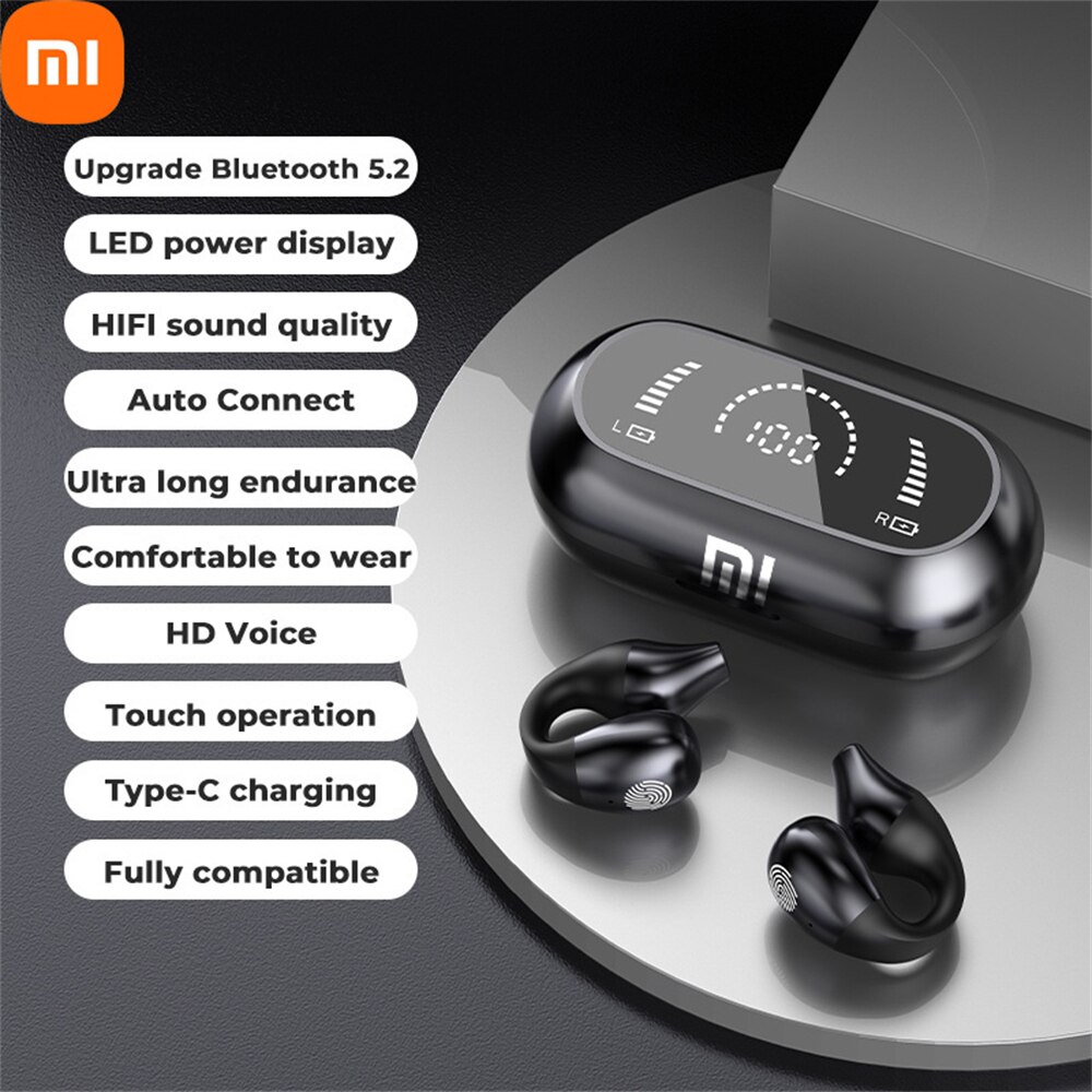 2023 Xiaomi Bone Conduction Bluetooth V5.2 Earphones Open Ear Clip Wireless Sports Headphones With LED Display For IOS/Android