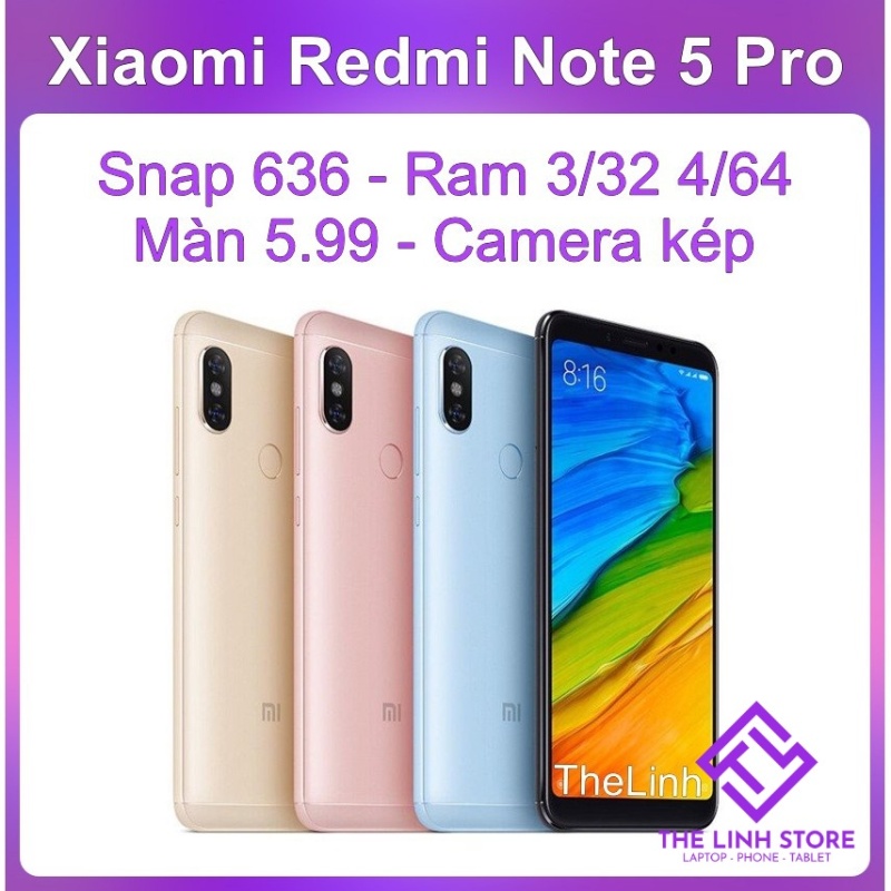 Điện thoại Xiaomi Redmi Note 5 Pro có Tiếng Việt - Snap 636 Màn 6 inch