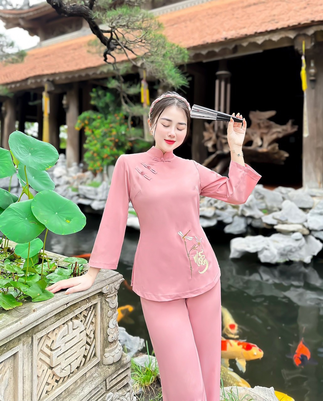 Đồ Lam Đi Chùa # Bà lai sen lụa đông hưng# Quần Áo Nữ