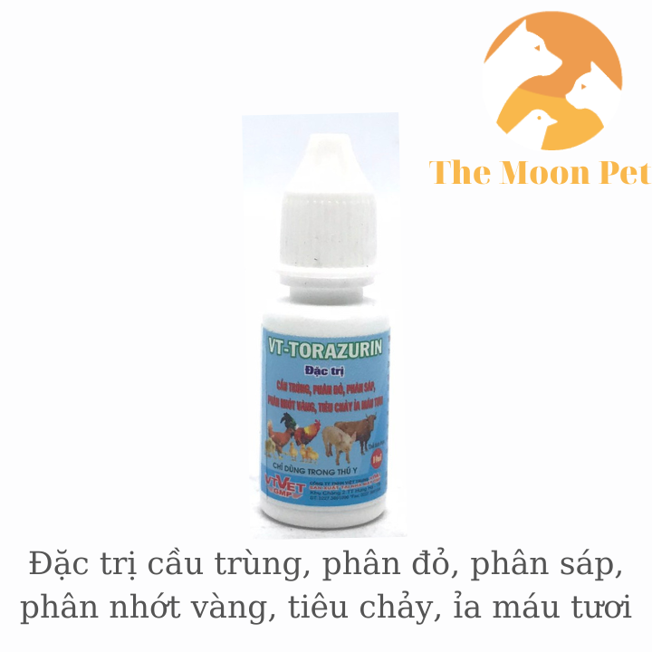 Torazurin Gà đá cầu trùng, phân đỏ, phân sáp, phân nhớt vàng, tiêu chảy ra máu tươi