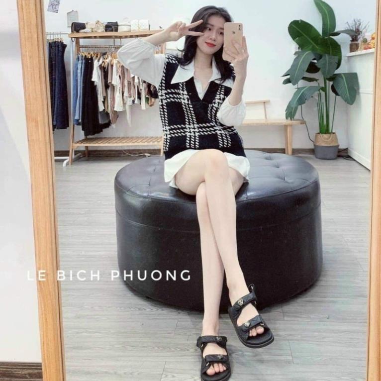 [FREESHIP] Áo ghi lê kẻ đen cổ V