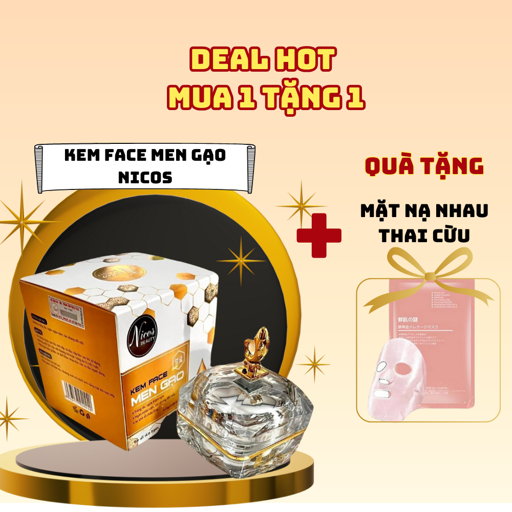 Kem Face Cấy Trắng Men Gạo Nicos Beauty Chính Hãng + tặng nạ nhau thai cừu