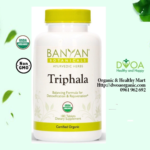 Viên Triphala hữu cơ 180 viên Banyan Botanicals