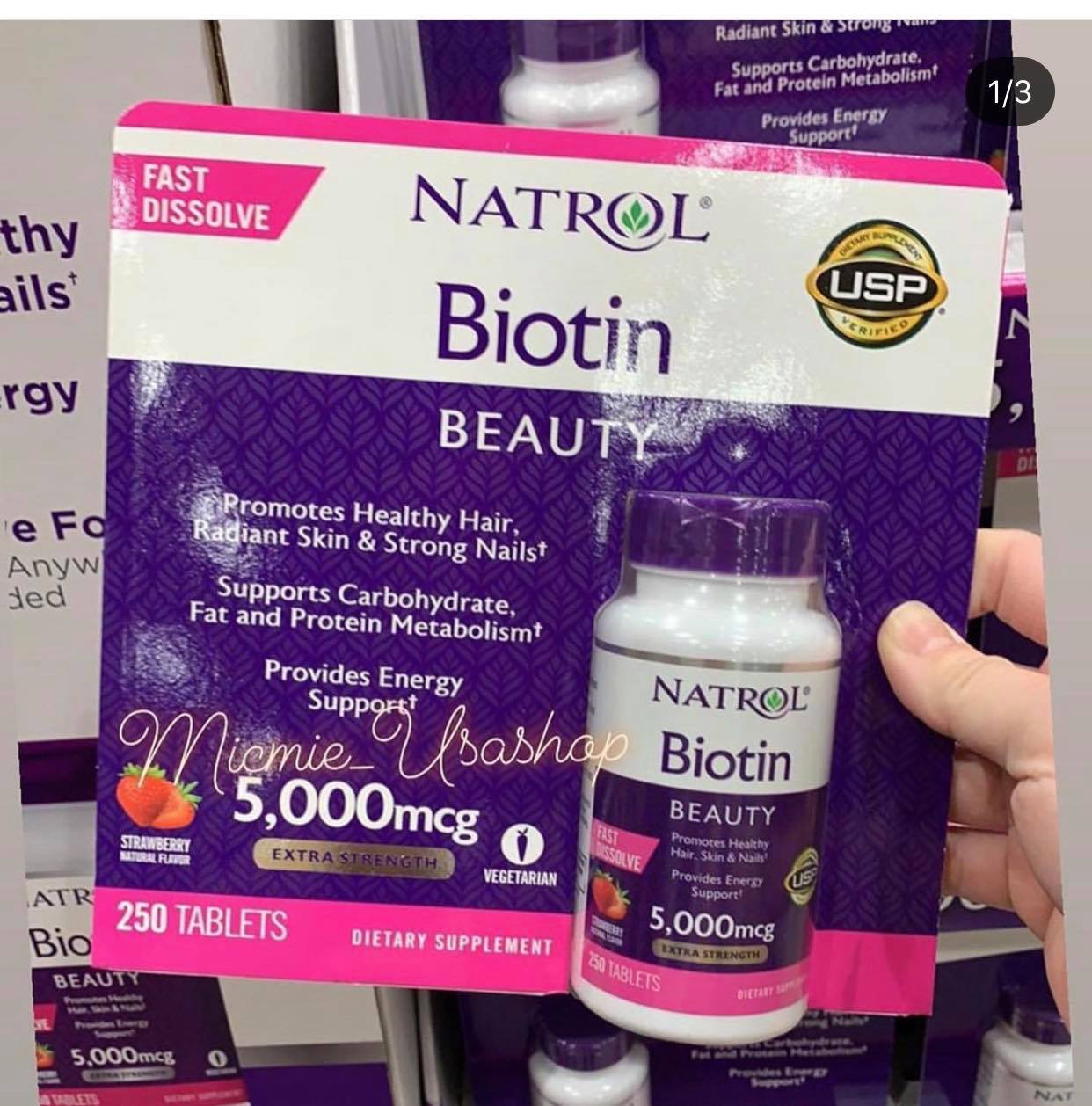 Viên ngậm Biotin beauty giảm rụng tóc tăng cường Vitamin - 250 viên - Mỹ
