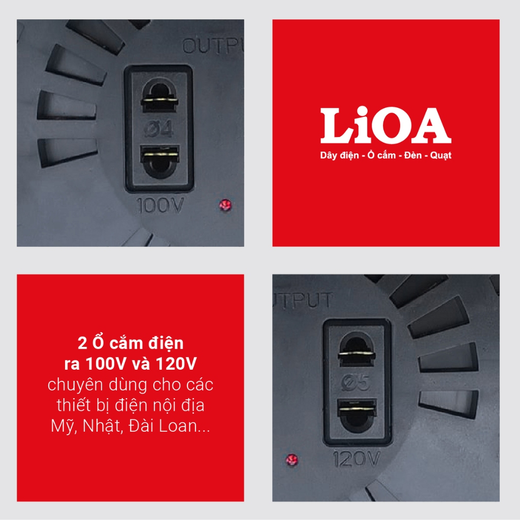 Biến Áp Đổi Nguồn LIOA 1000/1200/1500/2000VA (Nguồn Vào 220V / Nguồn Ra 100-120V)