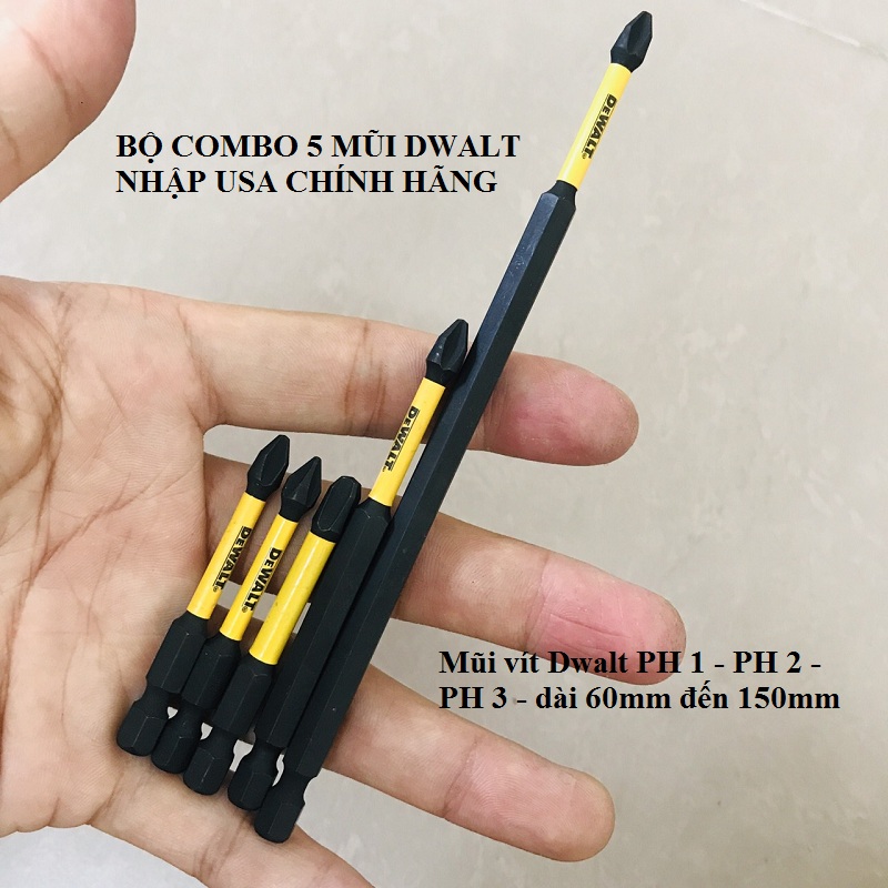 Bộ 5 Mũi Vít DeWalt Có Từ Ph2 Nhập Loại Tốt