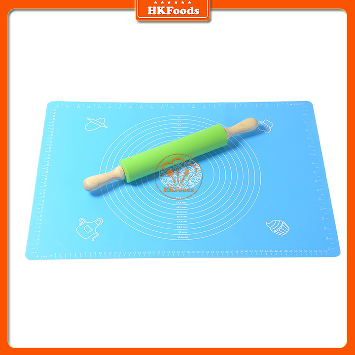 Combo Tấm Lót Nhào Bột 40*50cm Và Cán Lăn Bột Silicon 38cm