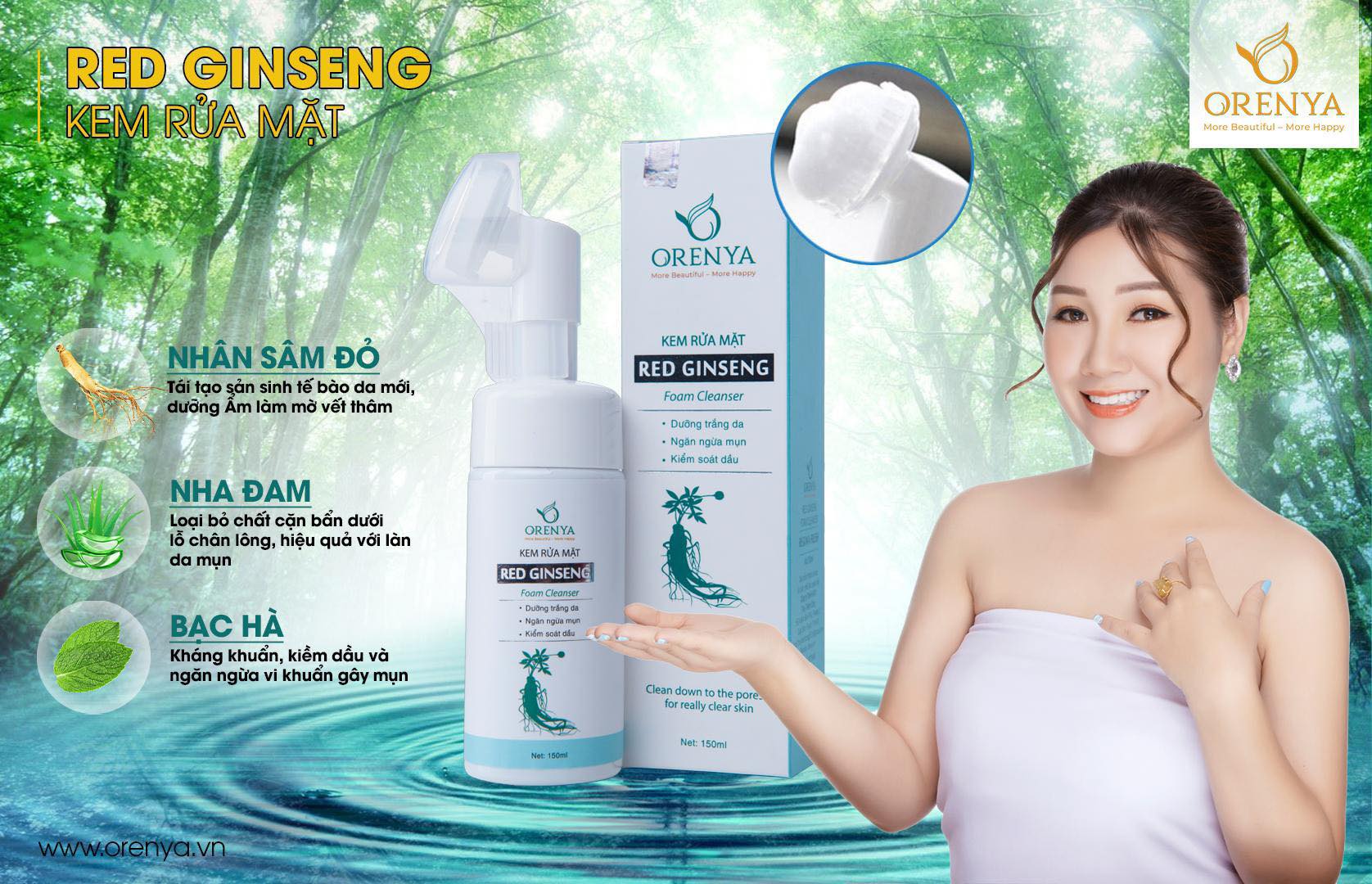 Kem rửa mặt nhân sâm đỏ ORENYA