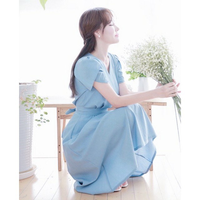 ĐẦM XÒE XANH PHỐI TAY SEN  (có ảnh thật)MS46