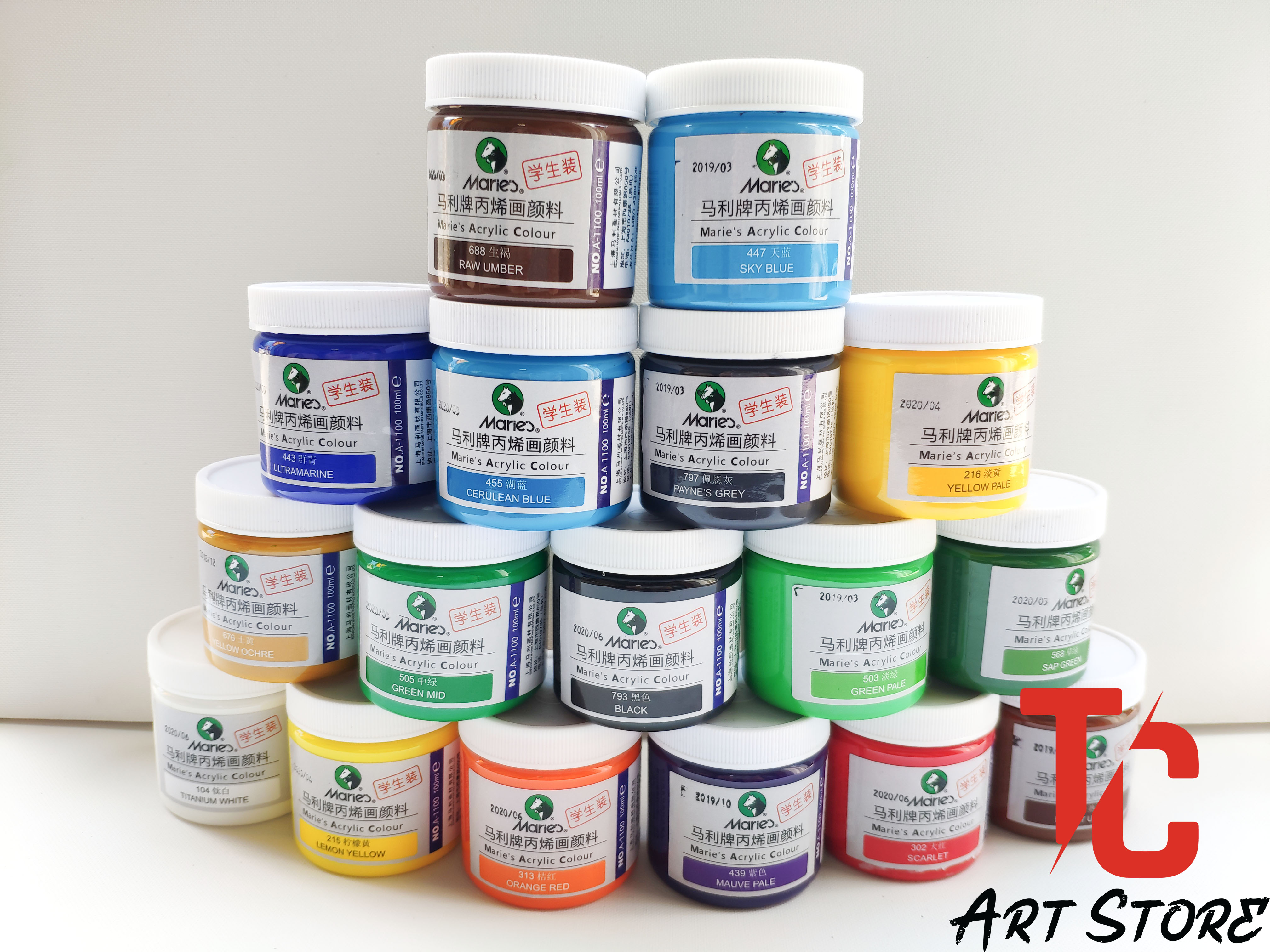 [TC Art Store] Màu Vẽ Acrylic Maries 100ml - Full Bảng Màu