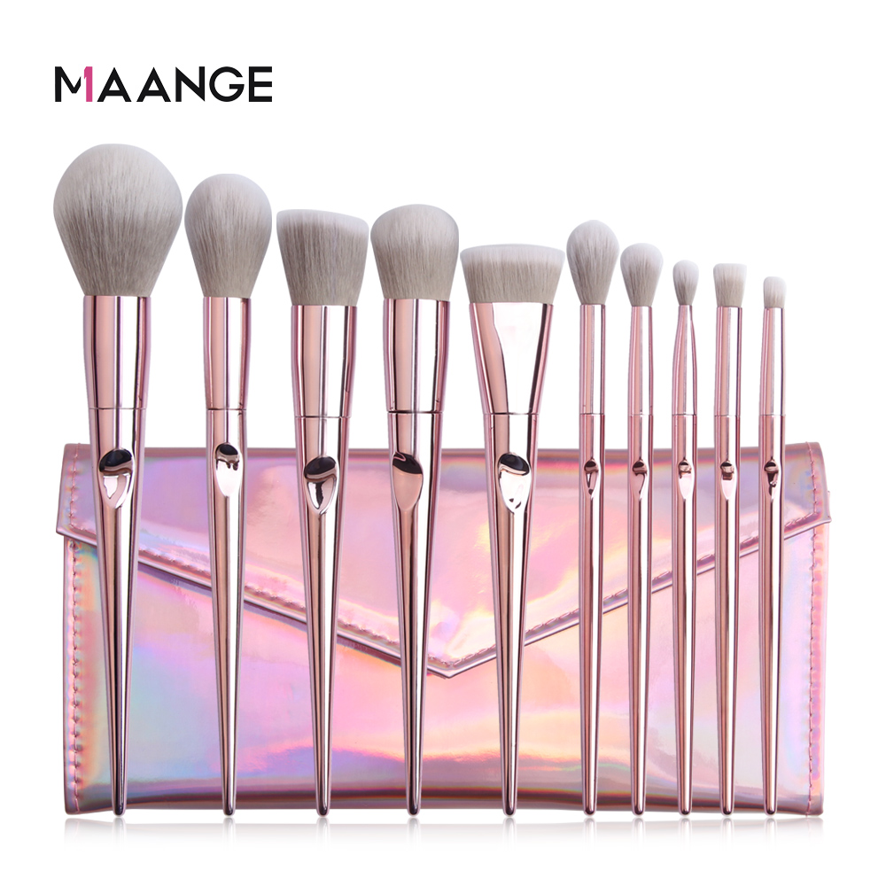 Maange 10 PCs makeup brush + 1 PCs professional makeup brush set