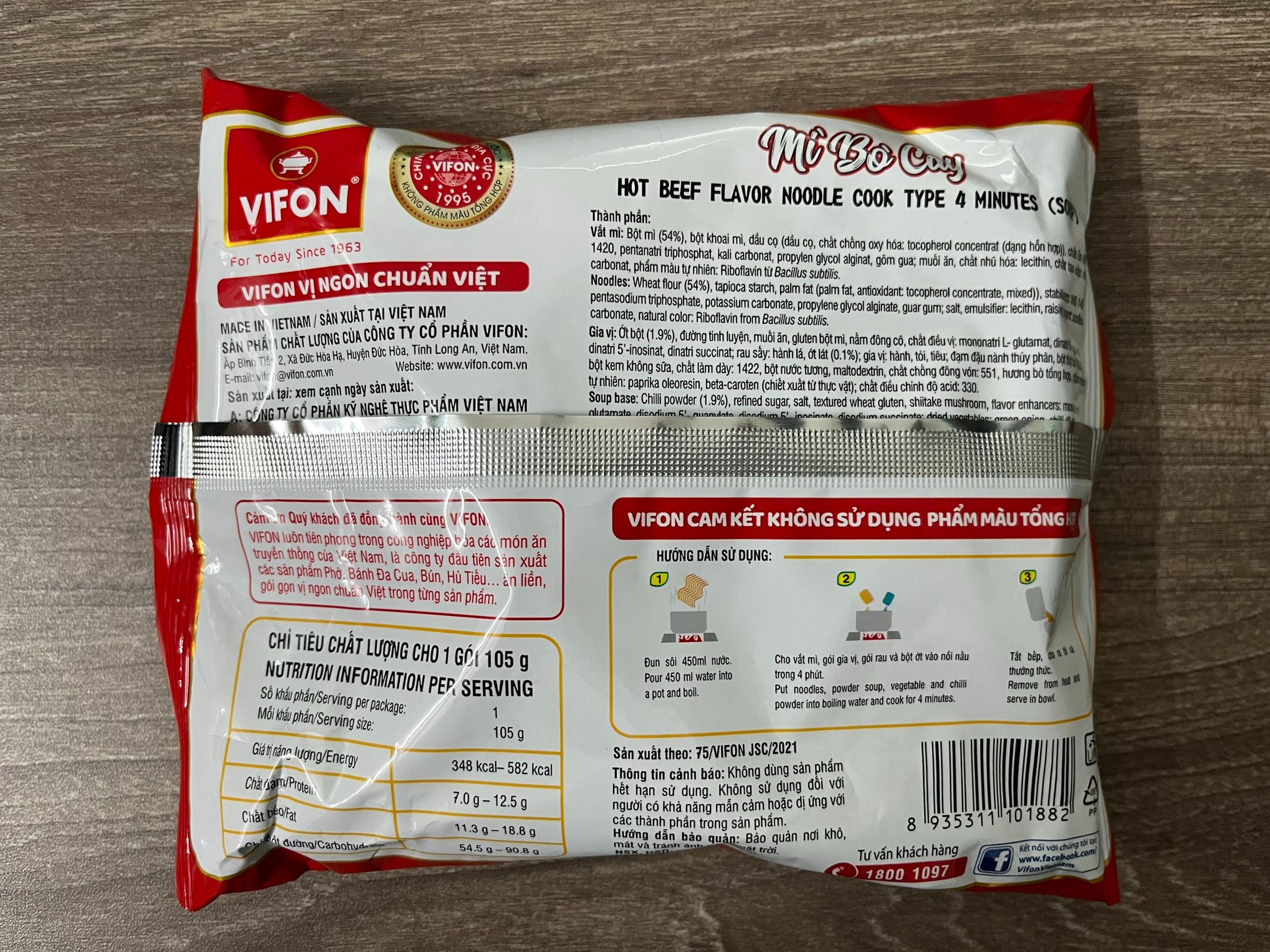 Mì Bò Cay Vifon 105g
